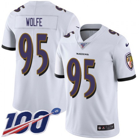 Nike Ravens #95 Derek Wolfe White Youth Stitched NFL 100th Season Vapor Untouchable Limited Jersey