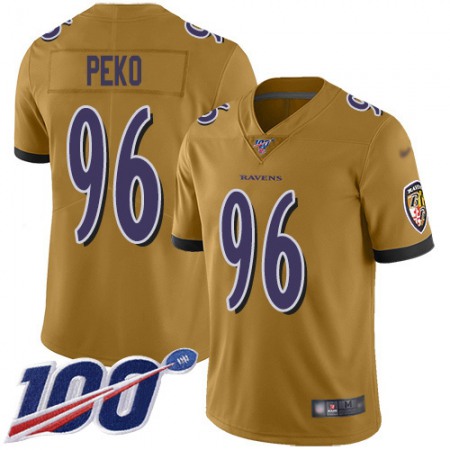 Nike Ravens #96 Domata Peko Sr Gold Youth Stitched NFL Limited Inverted Legend 100th Season Jersey