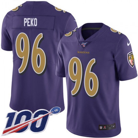 Nike Ravens #96 Domata Peko Sr Purple Youth Stitched NFL Limited Rush 100th Season Jersey