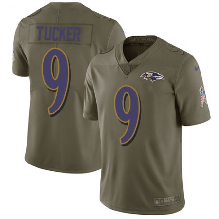 Nike Ravens #9 Justin Tucker Olive Youth Stitched NFL Limited 2017 Salute to Service Jersey