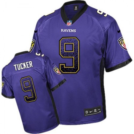 Nike Ravens #9 Justin Tucker Purple Team Color Youth Stitched NFL Elite Drift Fashion Jersey