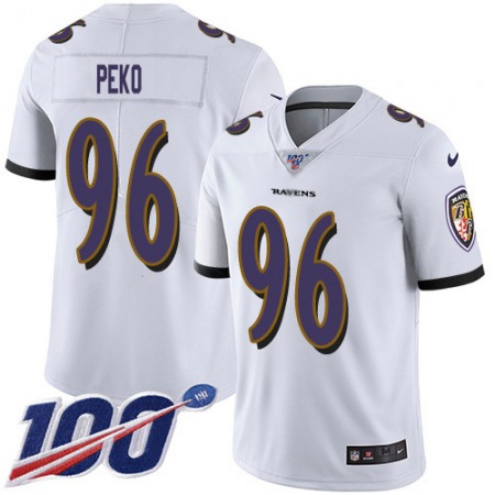 Nike Ravens #96 Domata Peko Sr White Youth Stitched NFL 100th Season Vapor Untouchable Limited Jersey