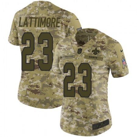Nike Saints #23 Marshon Lattimore Camo Women's Stitched NFL Limited 2018 Salute to Service Jersey