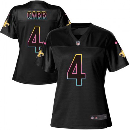 Nike Saints #4 Derek Carr Black Women's NFL Fashion Game Jersey
