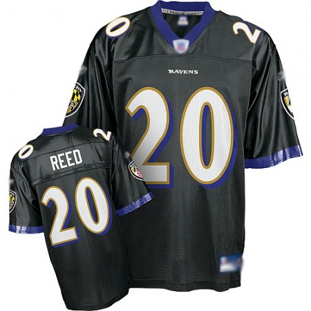 Ravens #20 ED Reed Black Stitched Youth NFL Jersey