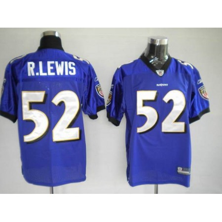 Ravens #52 R.Lewis Purple Stitched Youth NFL Jersey