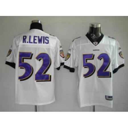 Ravens #52 R.Lewis White Stitched Youth NFL Jersey
