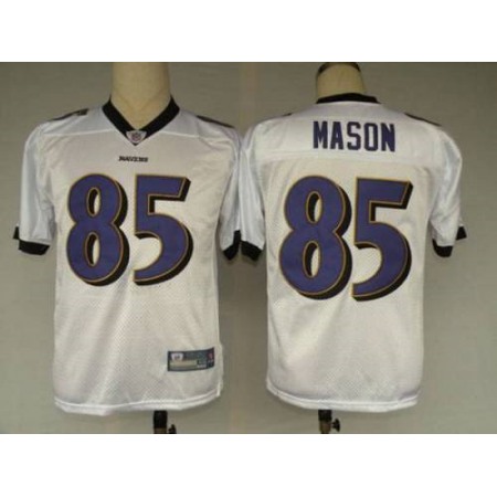 Ravens #85 Derrick Mason White Stitched Youth NFL Jersey