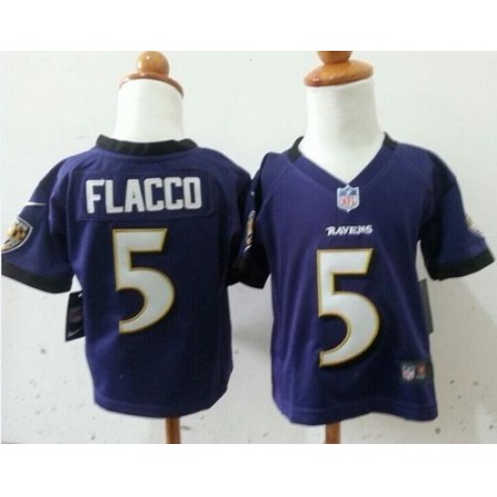 Toddler Nike Ravens #5 Joe Flacco Purple Team Color Stitched NFL Elite Jersey