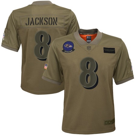 Youth Baltimore Ravens #8 Lamar Jackson Nike Camo 2019 Salute to Service Game Jersey
