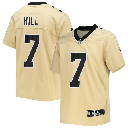 New Orleans Saints #7 Taysom Hill Nike Youth Gold Inverted Team Game Jersey