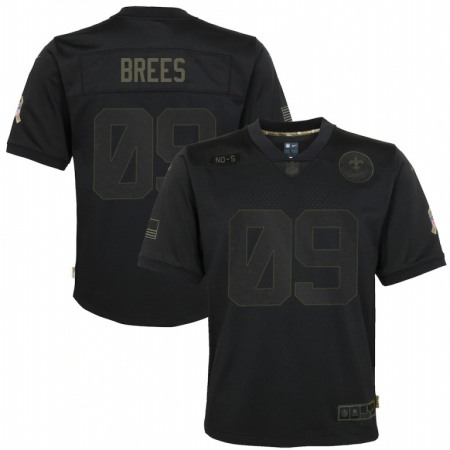 New Orleans Saints #9 Drew Brees Nike Youth 2020 Salute to Service Game Jersey Black