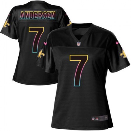 Nike Saints #7 Morten Andersen Black Women's NFL Fashion Game Jersey