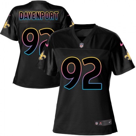 Nike Saints #92 Marcus Davenport Black Women's NFL Fashion Game Jersey