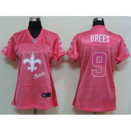 Nike Saints #9 Drew Brees Pink Women's Fem Fan NFL Game Jersey
