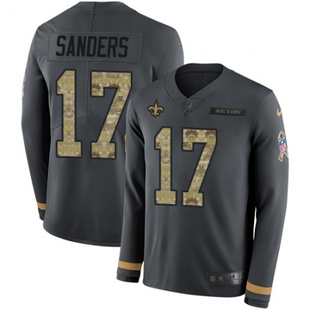 Nike Saints #17 Emmanuel Sanders Anthracite Salute to Service Youth Stitched NFL Limited Therma Long Sleeve Jersey