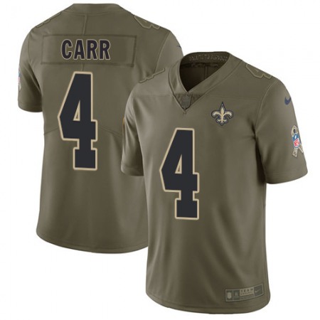 Nike Saints #4 Derek Carr Olive Youth Stitched NFL Limited 2017 Salute To Service Jersey