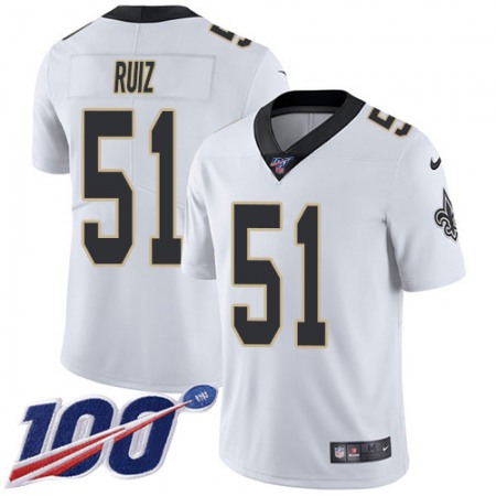 Nike Saints #51 Cesar Ruiz White Youth Stitched NFL 100th Season Vapor Untouchable Limited Jersey