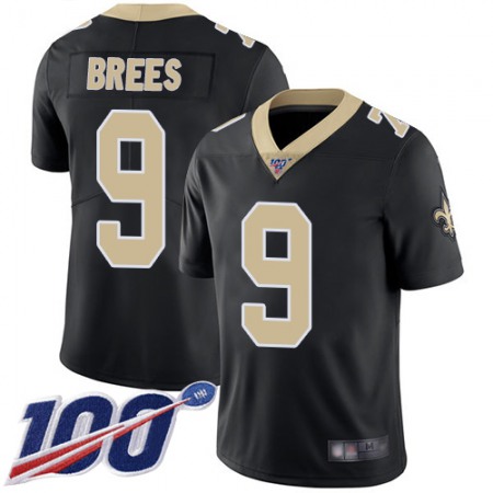 Nike Saints #9 Drew Brees Black Team Color Youth Stitched NFL 100th Season Vapor Limited Jersey
