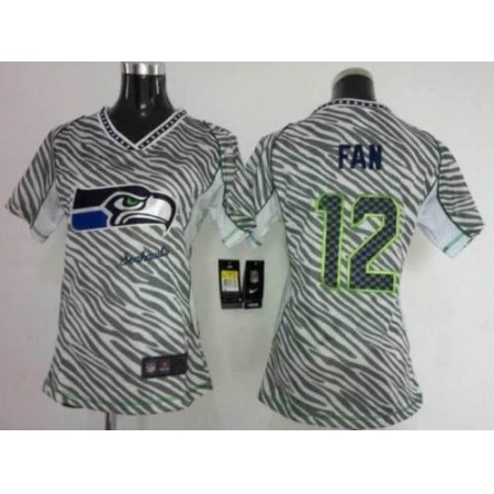 Nike Seahawks #12 Fan Zebra Women's Stitched NFL Elite Jersey