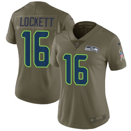 Nike Seahawks #16 Tyler Lockett Olive Women's Stitched NFL Limited 2017 Salute to Service Jersey