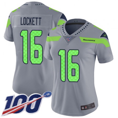 Nike Seahawks #16 Tyler Lockett Silver Women's Stitched NFL Limited Inverted Legend 100th Season Jersey