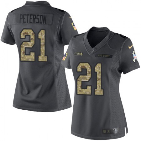 Nike Seahawks #21 Adrian Peterson Black Women's Stitched NFL Limited 2016 Salute to Service Jersey