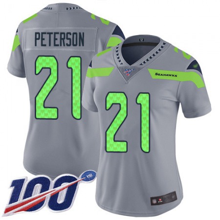 Nike Seahawks #21 Adrian Peterson Gray Women's Stitched NFL Limited Inverted Legend 100th Season Jersey