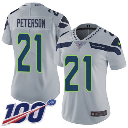 Nike Seahawks #21 Adrian Peterson Grey Alternate Women's Stitched NFL 100th Season Vapor Untouchable Limited Jersey