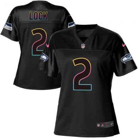Nike Seahawks #2 Drew Lock Black Women's NFL Fashion Game Jersey