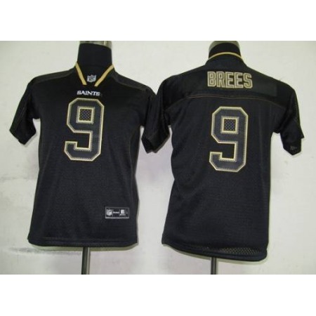 Saints #9 Drew Brees Lights Out Black Stitched Youth NFL Jersey