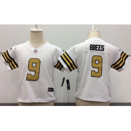 Toddler Nike Saints #9 Drew Brees White Rush Stitched NFL Elite Jersey