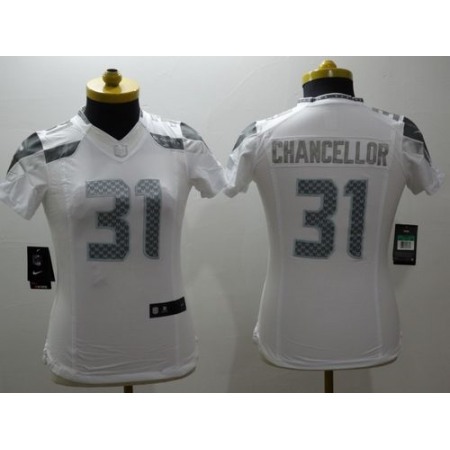 Nike Seahawks #31 Kam Chancellor White Women's Stitched NFL Limited Platinum Jersey