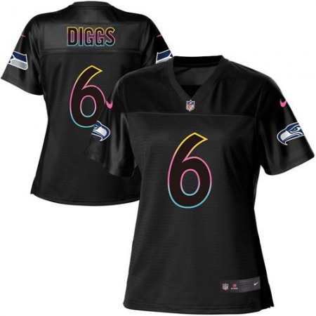 Nike Seahawks #6 Quandre Diggs Black Women's NFL Fashion Game Jersey