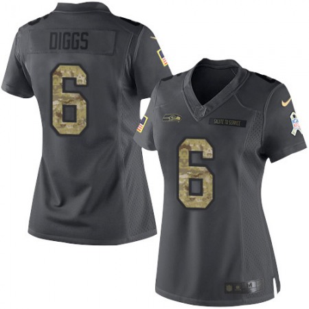 Nike Seahawks #6 Quandre Diggs Black Women's Stitched NFL Limited 2016 Salute to Service Jersey