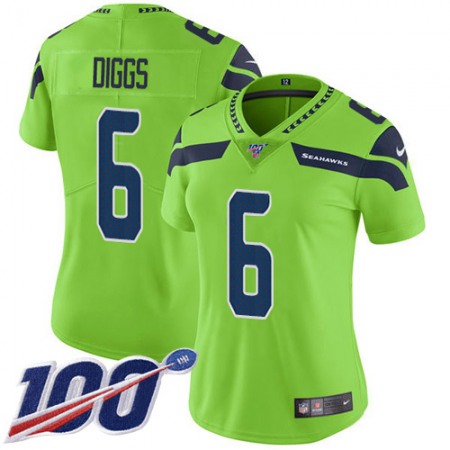 Nike Seahawks #6 Quandre Diggs Green Women's Stitched NFL Limited Rush 100th Season Jersey