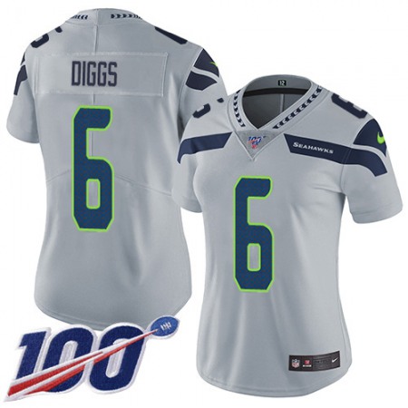 Nike Seahawks #6 Quandre Diggs Grey Alternate Women's Stitched NFL 100th Season Vapor Untouchable Limited Jersey