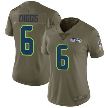 Nike Seahawks #6 Quandre Diggs Olive Women's Stitched NFL Limited 2017 Salute To Service Jersey
