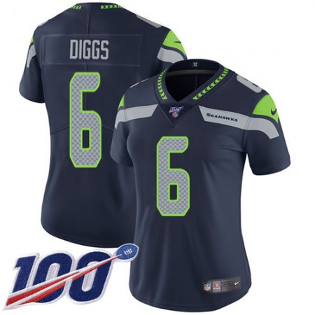 Nike Seahawks #6 Quandre Diggs Steel Blue Team Color Women's Stitched NFL 100th Season Vapor Untouchable Limited Jersey