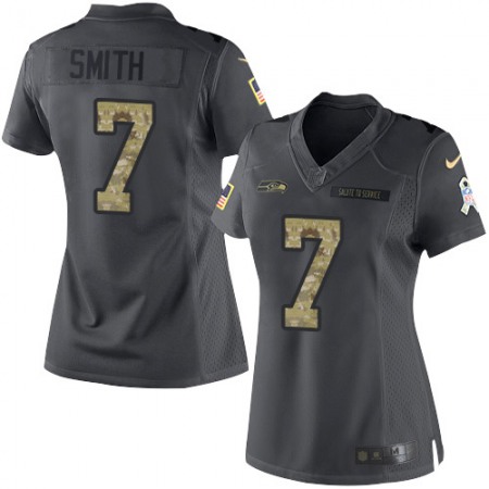 Nike Seahawks #7 Geno Smith Black Women's Stitched NFL Limited 2016 Salute to Service Jersey