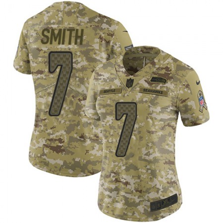 Nike Seahawks #7 Geno Smith Camo Women's Stitched NFL Limited 2018 Salute To Service Jersey