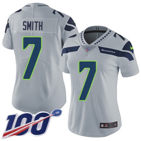 Nike Seahawks #7 Geno Smith Grey Alternate Women's Stitched NFL 100th Season Vapor Untouchable Limited Jersey