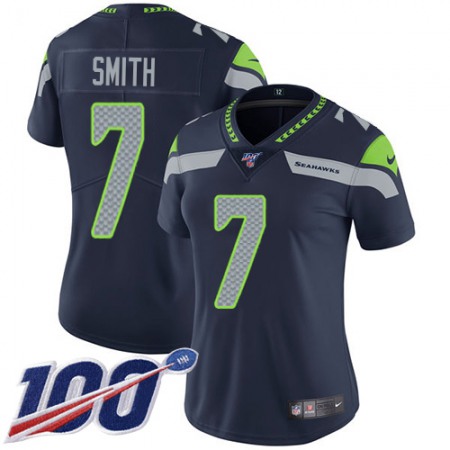 Nike Seahawks #7 Geno Smith Steel Blue Team Color Women's Stitched NFL 100th Season Vapor Untouchable Limited Jersey