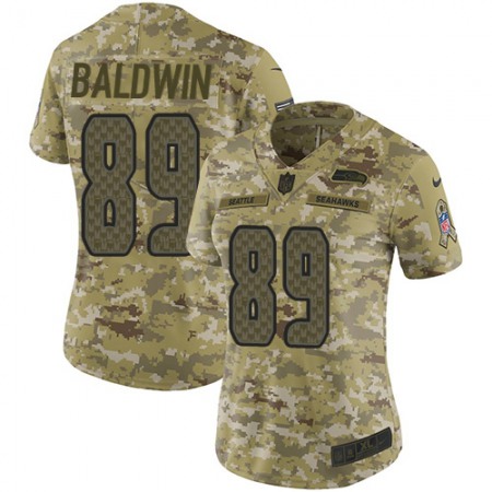 Nike Seahawks #89 Doug Baldwin Camo Women's Stitched NFL Limited 2018 Salute to Service Jersey