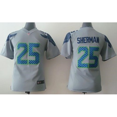 Nike Seahawks #25 Richard Sherman Grey Alternate Youth Stitched NFL Elite Jersey