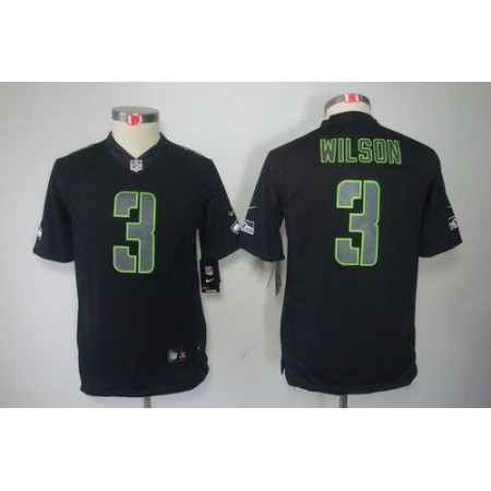 Nike Seahawks #3 Russell Wilson Black Impact Youth Stitched NFL Limited Jersey