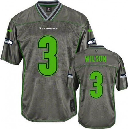 Nike Seahawks #3 Russell Wilson Grey Youth Stitched NFL Elite Vapor Jersey