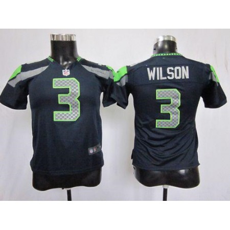 Nike Seahawks #3 Russell Wilson Steel Blue Team Color Youth Stitched NFL Elite Jersey