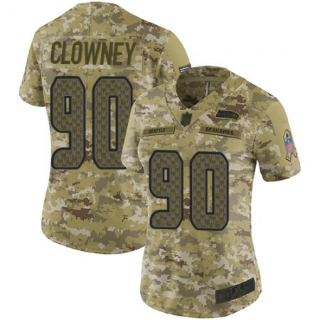Nike Seahawks #90 Jadeveon Clowney Camo Women's Stitched NFL Limited 2018 Salute to Service Jersey
