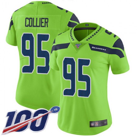 Nike Seahawks #95 L.J. Collier Green Women's Stitched NFL Limited Rush 100th Season Jersey